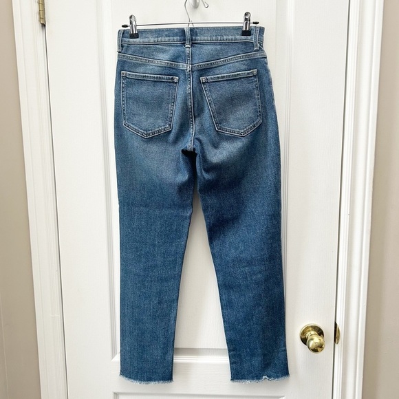 Banana Republic High Rise Straight Leg Jeans Distressed Raw Hem Blue Size 0/25 - Picture 4 of 14